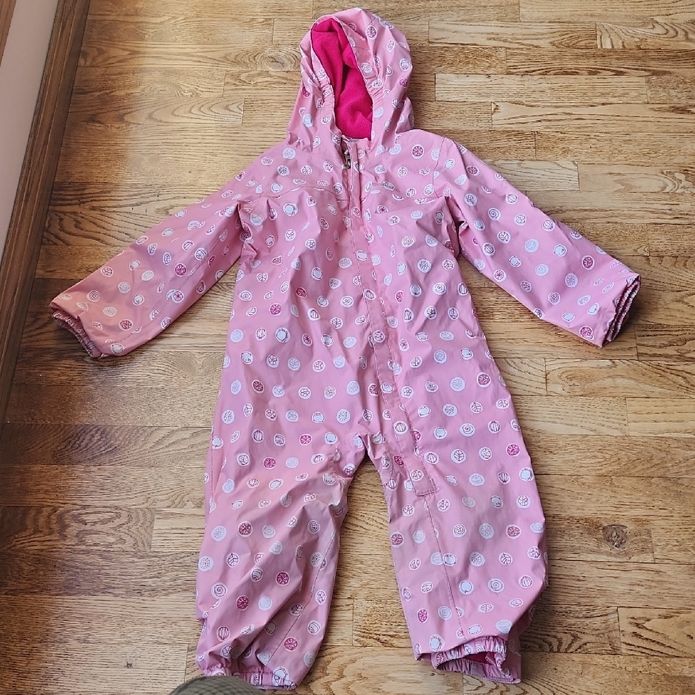 (4T)Columbia Pink Kids Rainsuit Water Spring Fall Outdoors School Comfy Warm